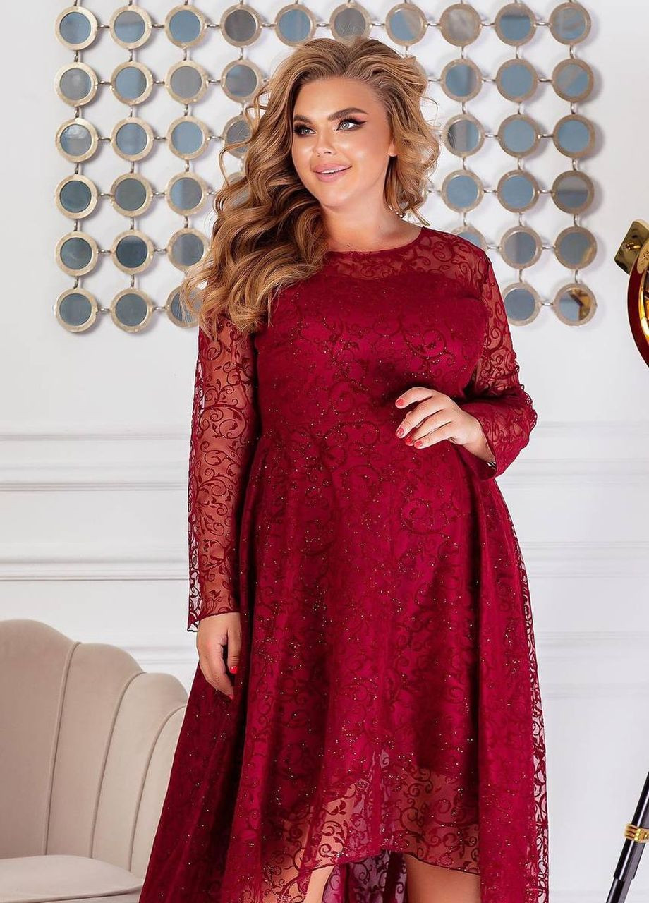 Бордовое женское нарядное платье цвет марсал р.48/50 445745 New Trend