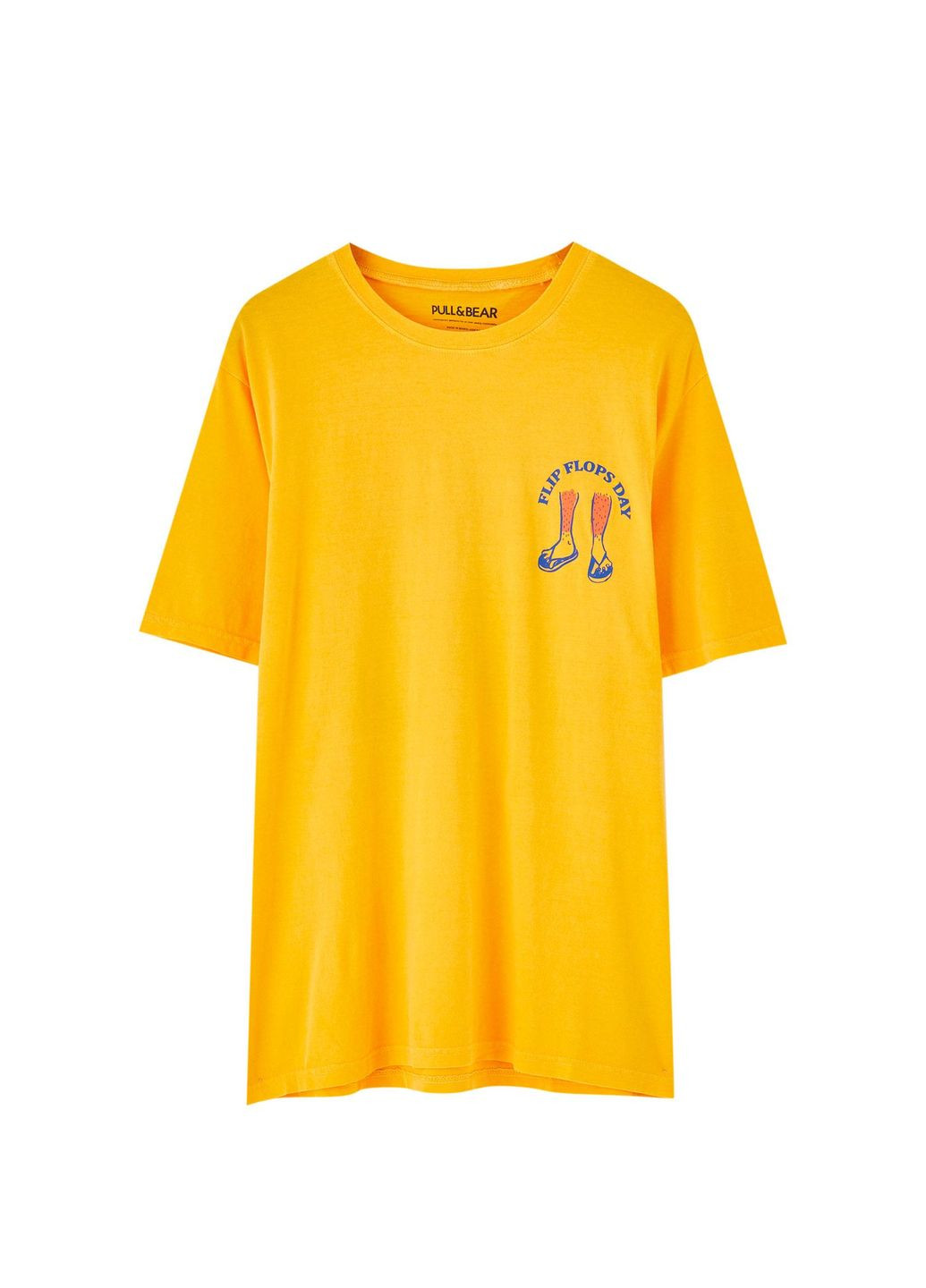 Помаранчева футболка,помаранчевий з принтом, Pull & Bear