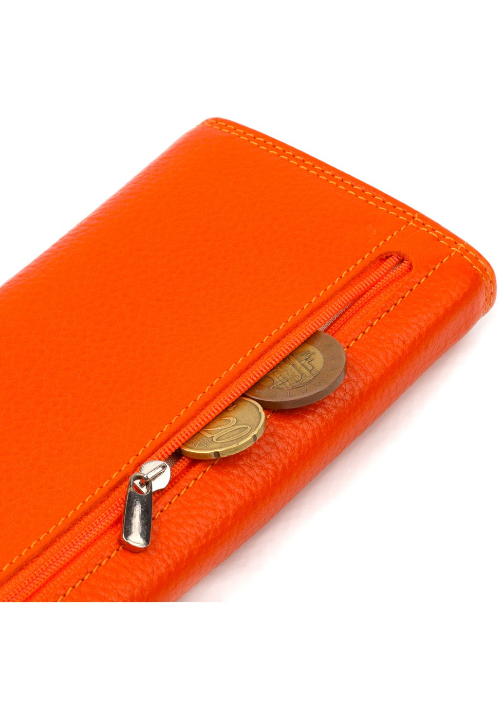 Яскравий жіночий гаманець із натуральної зернистої шкіри 21706 Помаранчевий Canpellini (259815877)