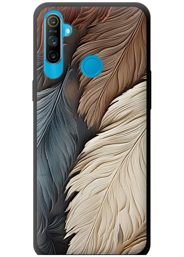 TPU черный чехол 'Листья в стиле бохо' для Endorphone Realme C3 (265397814)