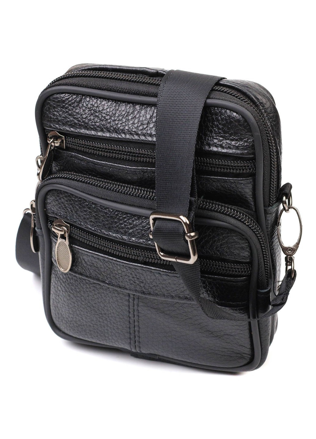 Удобная мужская сумка на пояс из натуральной кожи 21483 Черная Vintage (260360885)