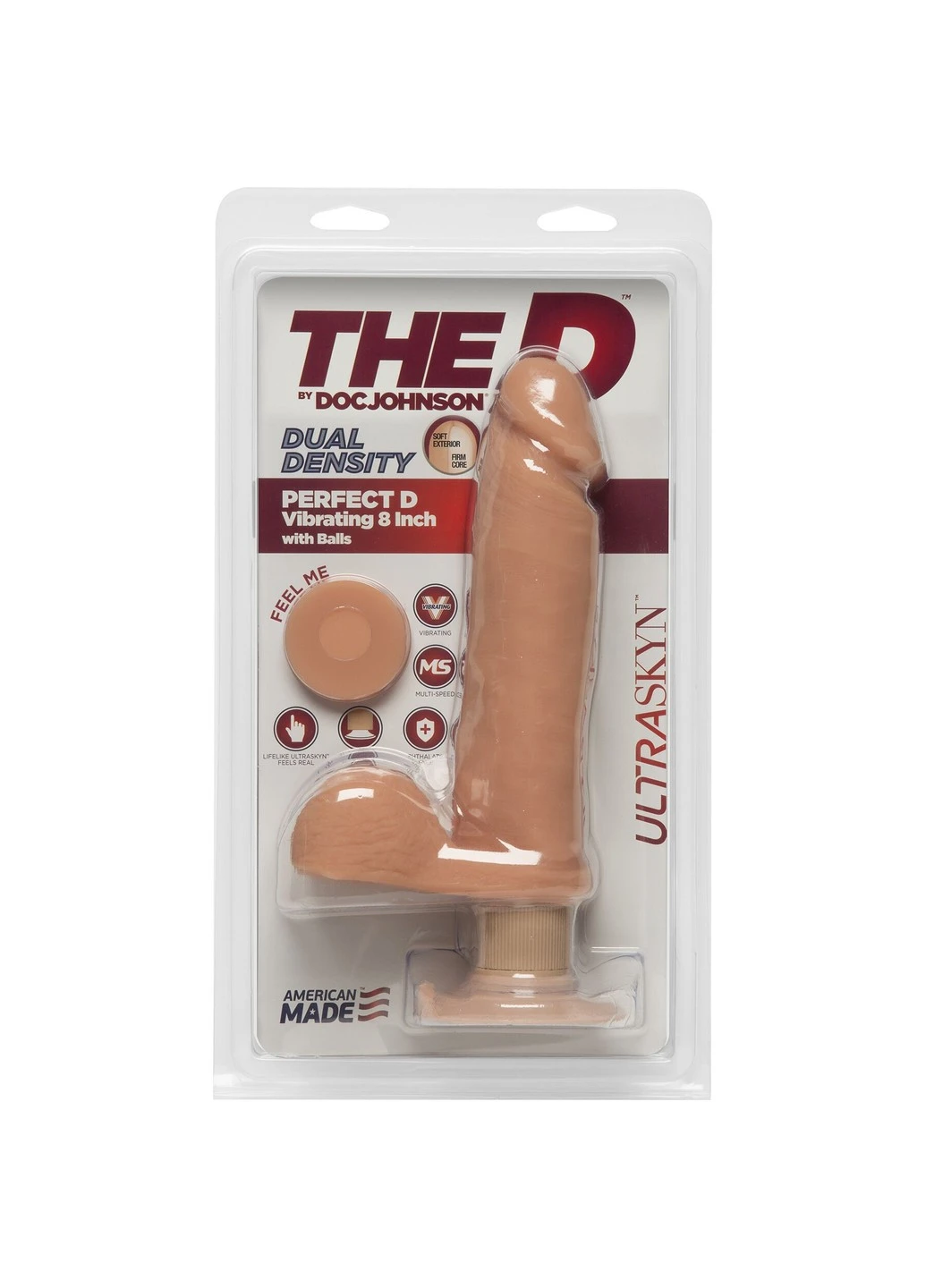Фалоімітатор The D - Perfect D - Vibrating 8 Inch With Balls - ULTRASKYN, діаметр 5,1 см Doc Johnson (276537250)