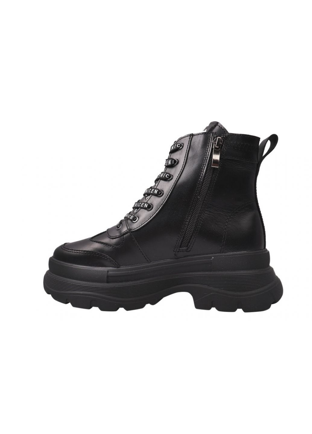 Черевики жіночі з натуральної шкіри, на платформі, чорні, Україна Visazh 180-21ZHC (257426233)