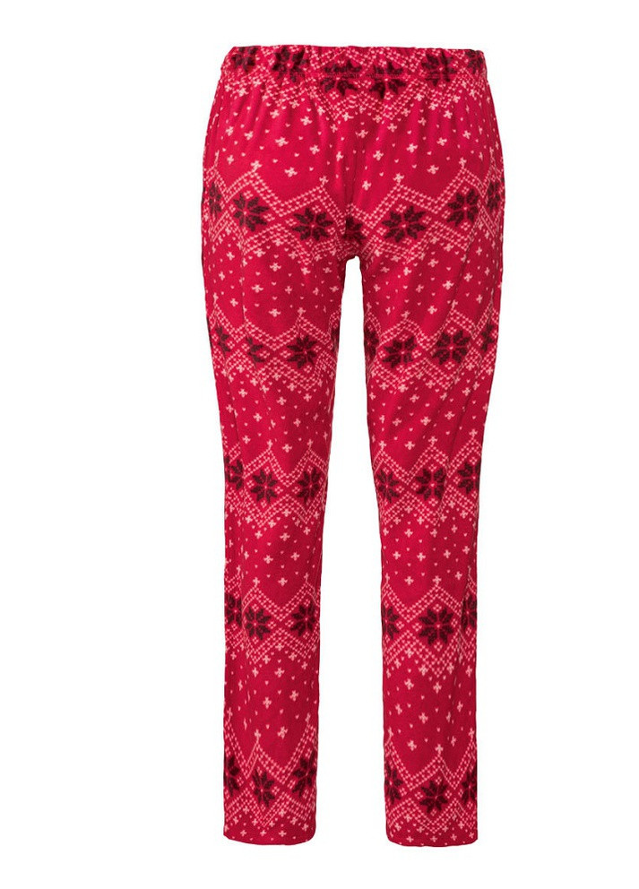 Красная зимняя женская флисовая пижама, домашний костюм лонгслив + брюки Esmara