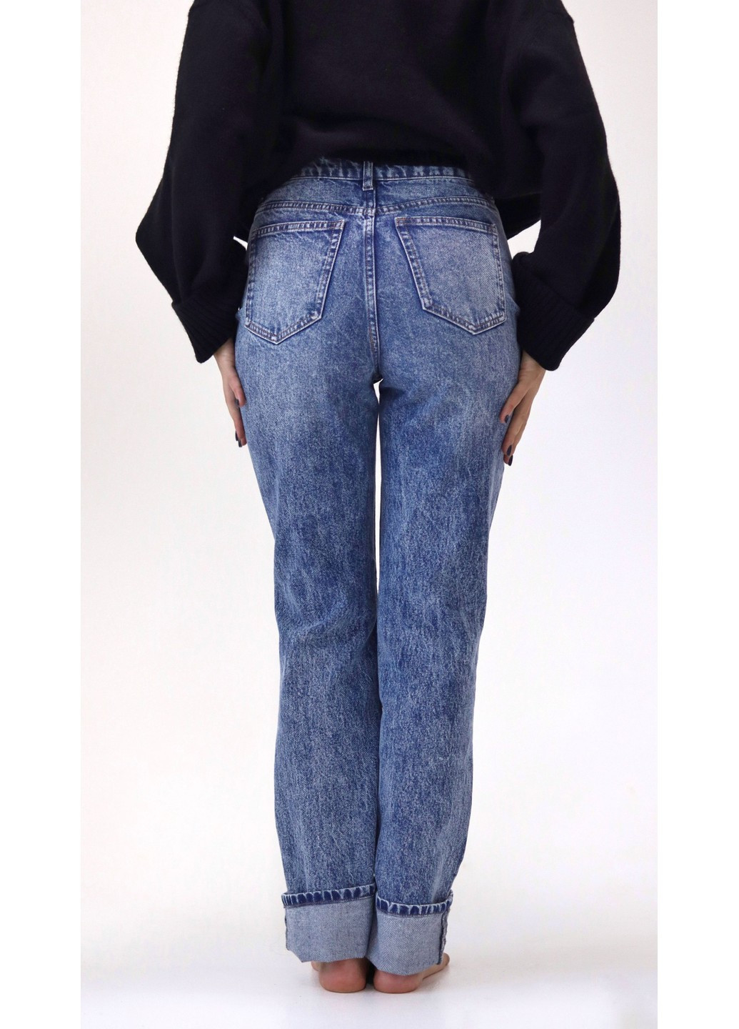 Женские прямые джинсы высокая талия Н&М (10254) 34 Синие H&M - (258744233)
