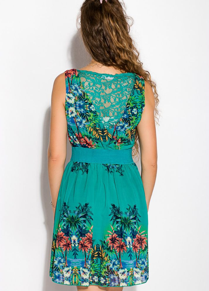 Темно-бірюзова кежуал сукня жіноча з тропічним принтом (темно-бірюзовий) Time of Style однотонна