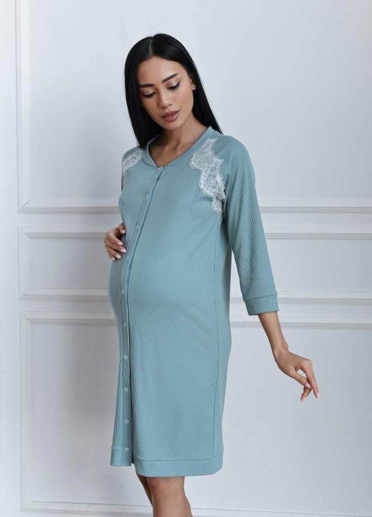 Нічна сорочка для вагітних та годуючих мам м'ятна Мамин Дом (269081057)