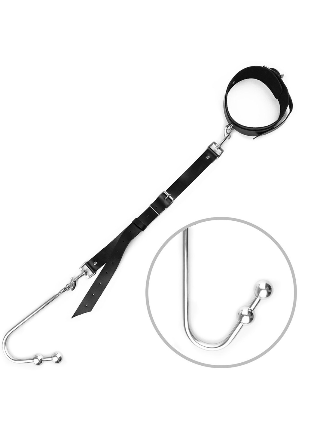 Анальный крюк 3 с ошейником из натуральной кожи - Anal hook, Черный Art of Sex (258614614)