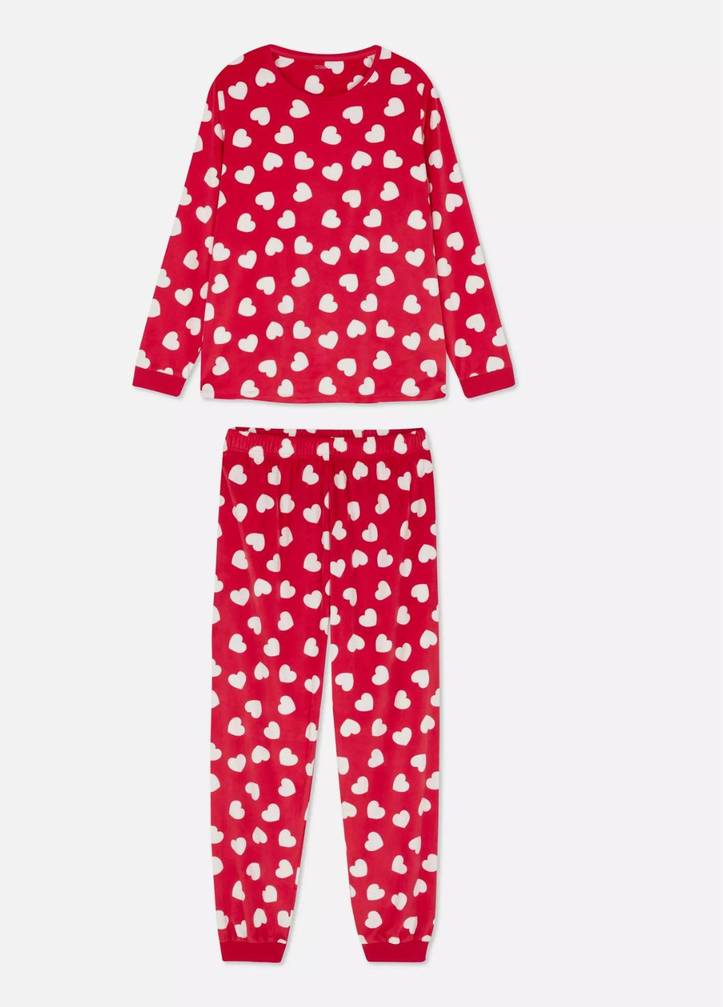 Червона всесезон яскрава велюрова піжама лонгслив + брюки Primark