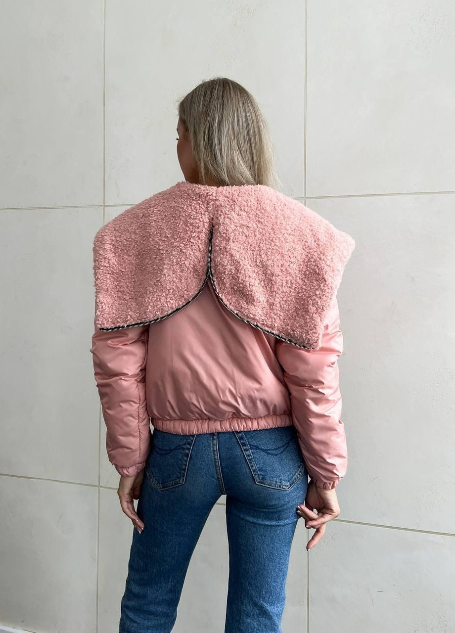 женская укороченная курточка персикового цвета р.42/44 396845 New Trend