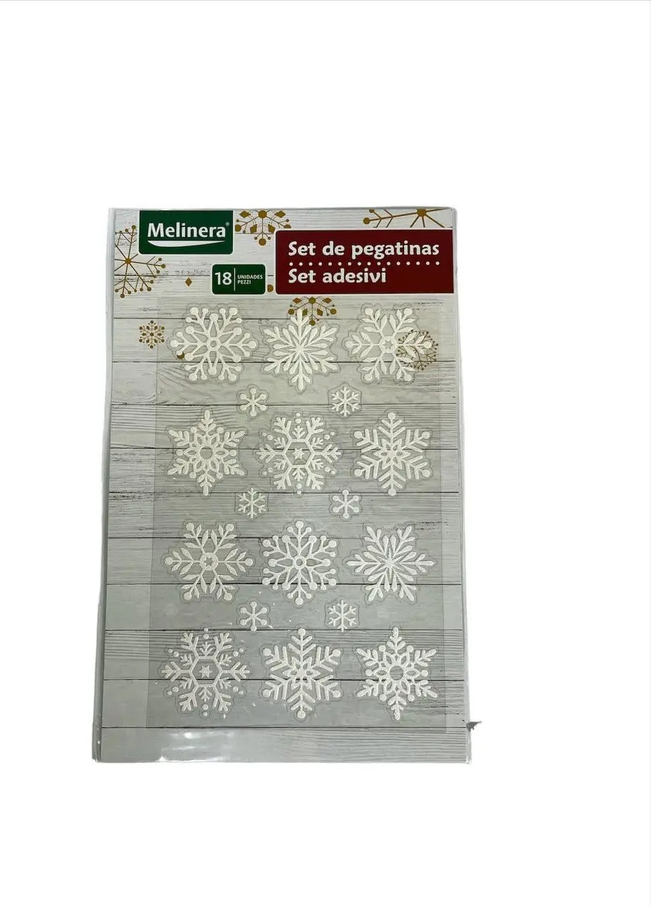 Набор наклеек новогодних "Снежинки" 18 шт. 27 х 17 см Melinera (257374916)