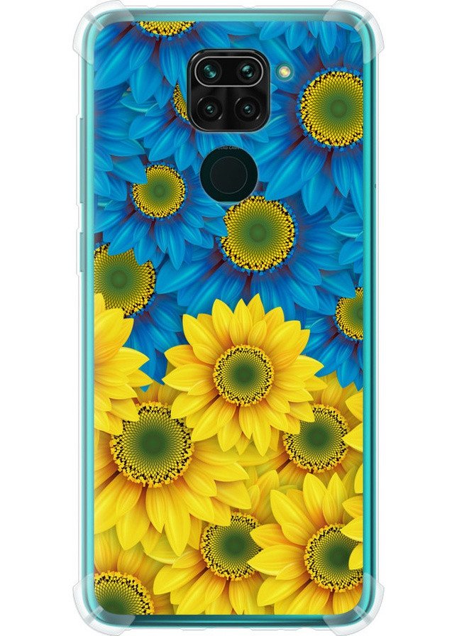 Силиконовый противоударный с усиленными углами чехол 'Жёлто-голубые цветы' для Endorphone Xiaomi Redmi Note 9 (258566563)