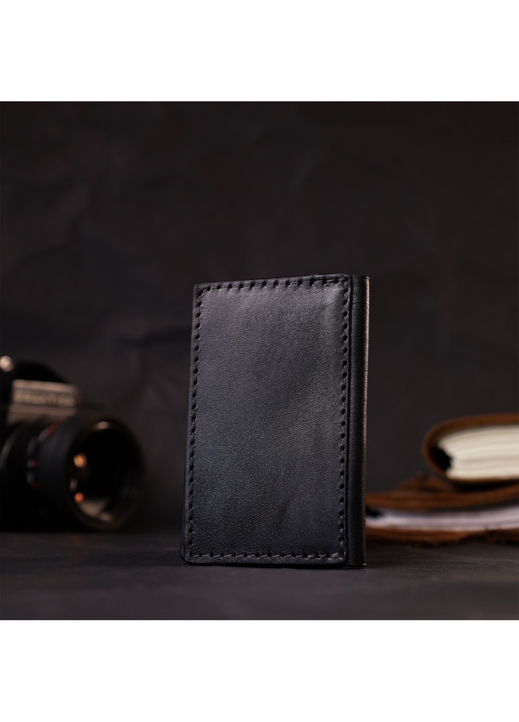 Картхолдер унісекс з тримачем для Apple AirTag з натуральної шкіри 11607 Чорний Grande Pelle (267507181)