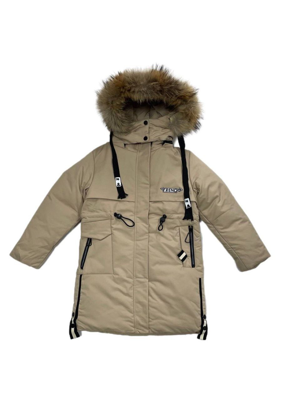Бежевая куртка зимняя для мальчика Модняшки