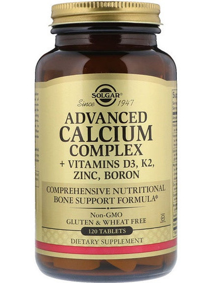 Advanced Calcium Complex + Vitamins D3, K2, Zinc, Boron 120 Tabs SOL-00028 Solgar (256723932)
