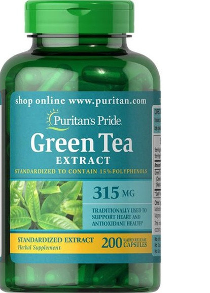 Puritan's Pride Green Tea Standardized Extract 315 mg 200 Caps Puritans Pride (256720027)