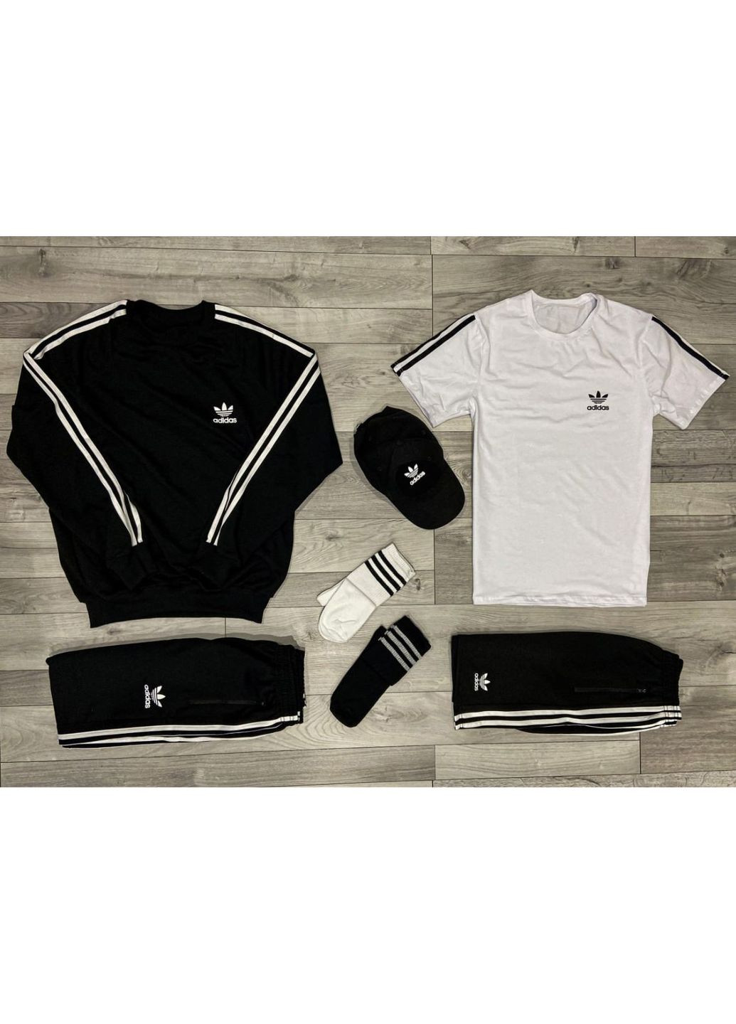 Черно-белый демисезонный спортивный комплект No Brand