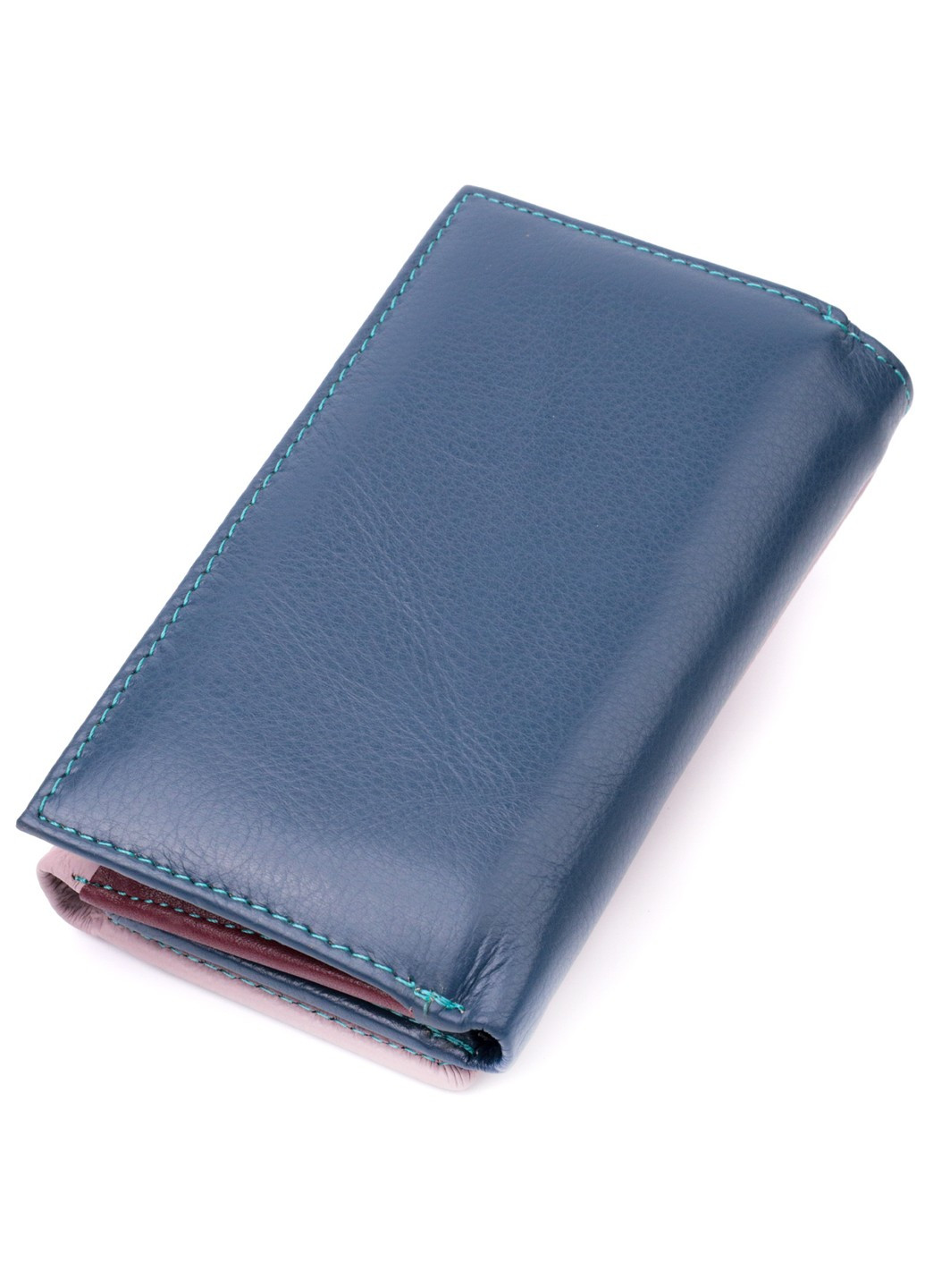 Практичний жіночий гаманець у три складання з натуральної шкіри 19445 Різнокольоровий st leather (277980508)