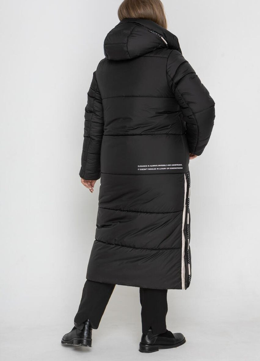 Черное Женская куртка длинная зимняя большого размера DIMODA