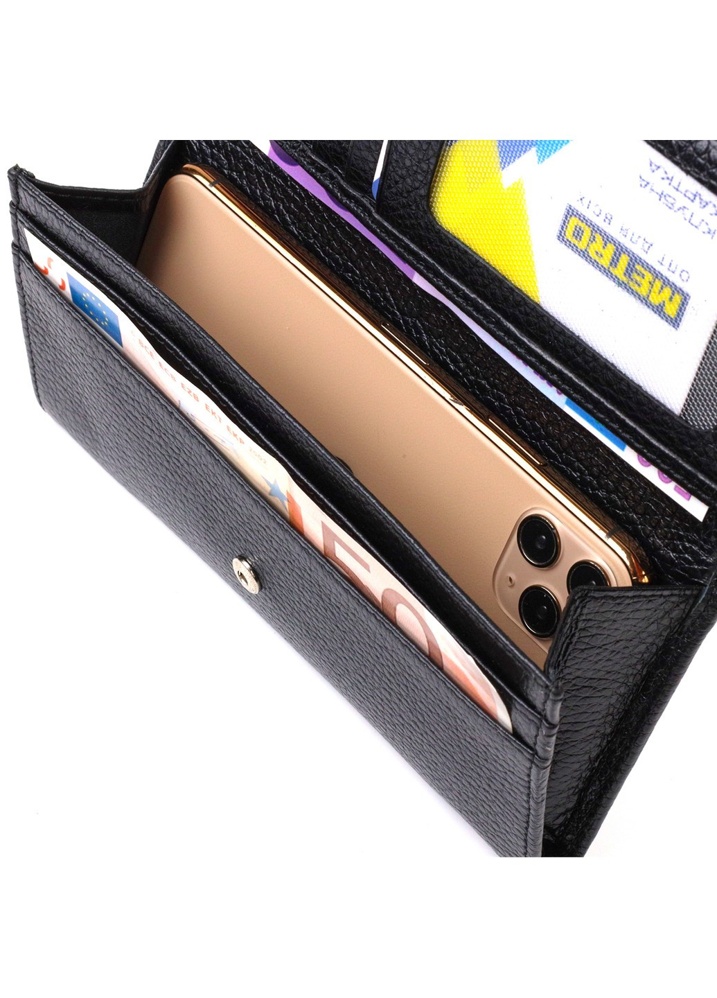Функціональний гаманець для жінок з натуральної шкіри 21822 Чорний Canpellini (259874149)
