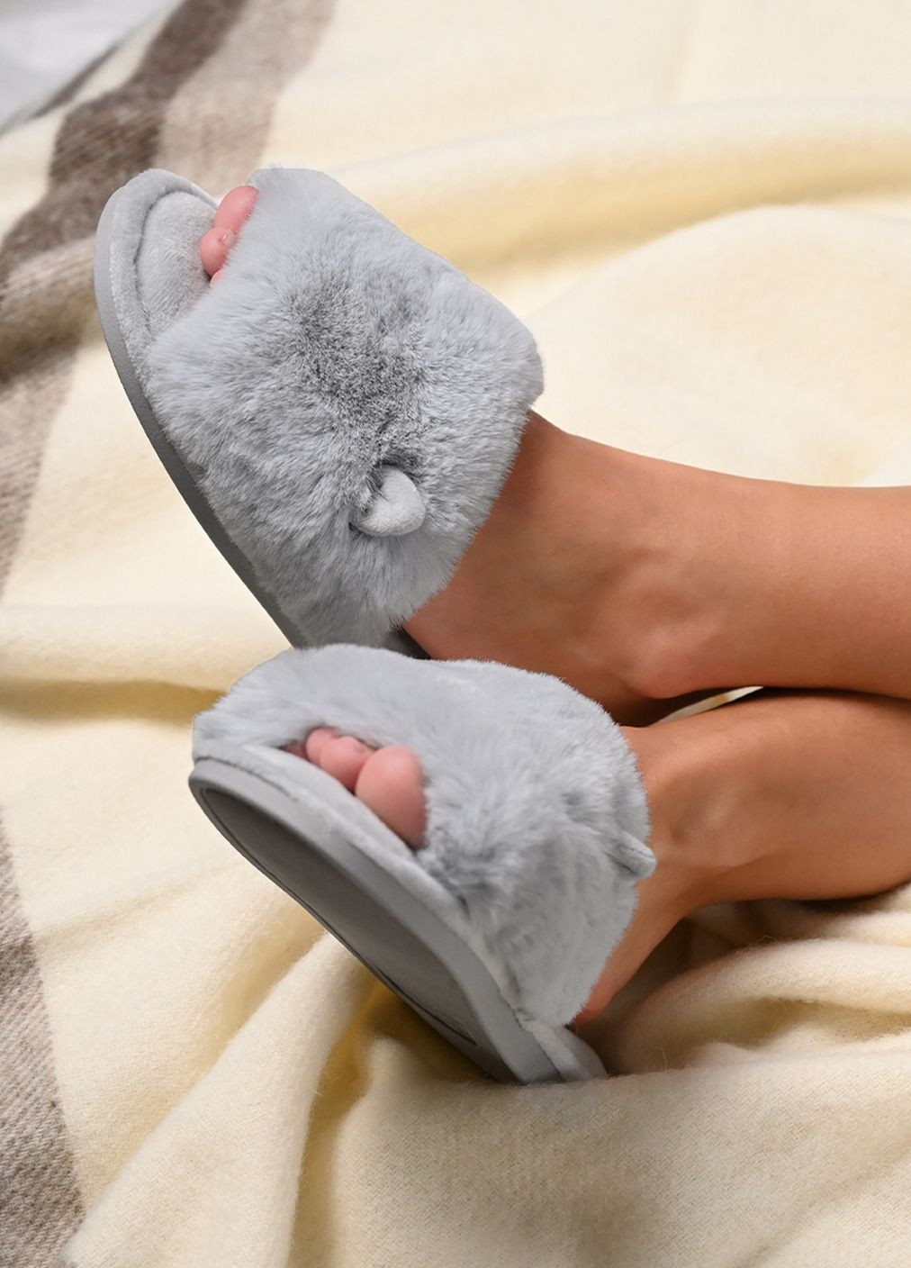 Светло-серые тапочки женские меховые nana, р. 40-41, светло-серые MVM