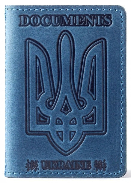 Шкіряна обкладинка на id паспорт, для документів (права, техпаспорт) Villini 017 Блакитний Martec (259164687)