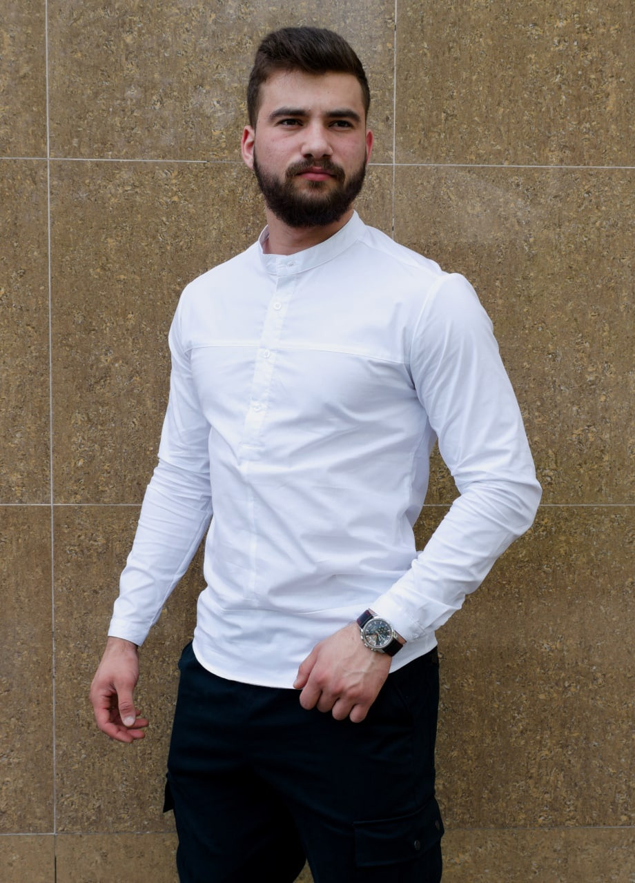 Белая кэжуал рубашка однотонная Vakko