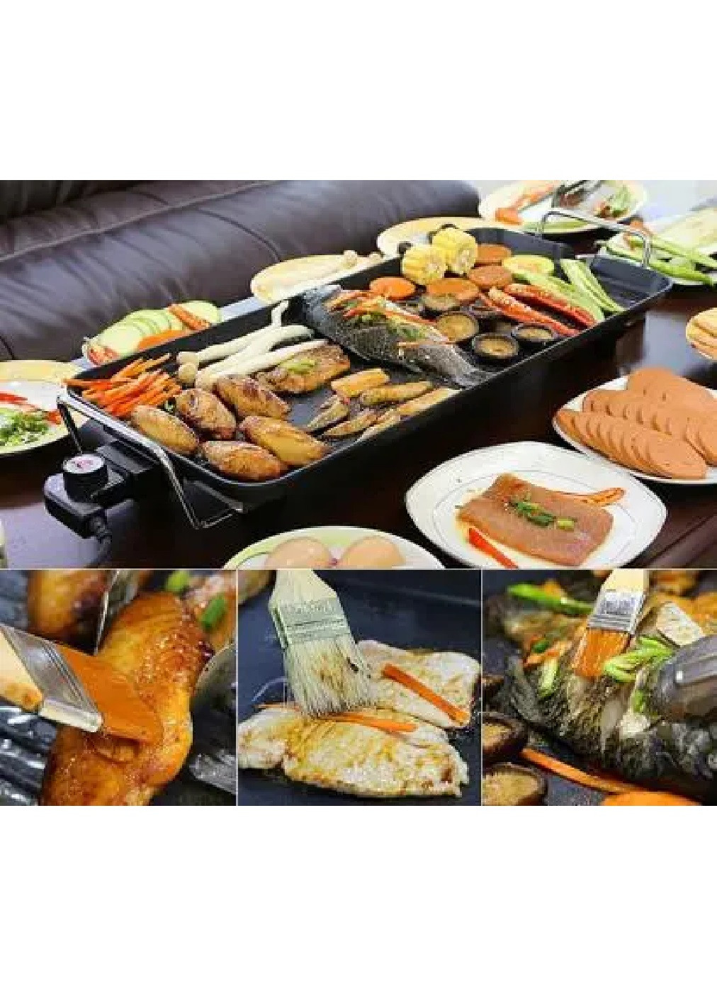 Електричний гриль барбекю електрогриль компактний бездимний для будинку вулиці 50Х24Х10 см 5 режимів (474165-Prob) Чорний Unbranded (257502593)