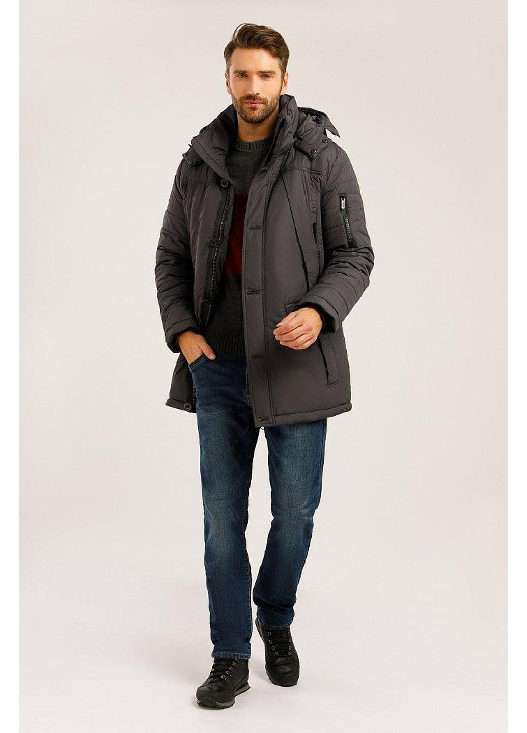 Темно-серая зимняя зимняя куртка w19-42004-202 Finn Flare