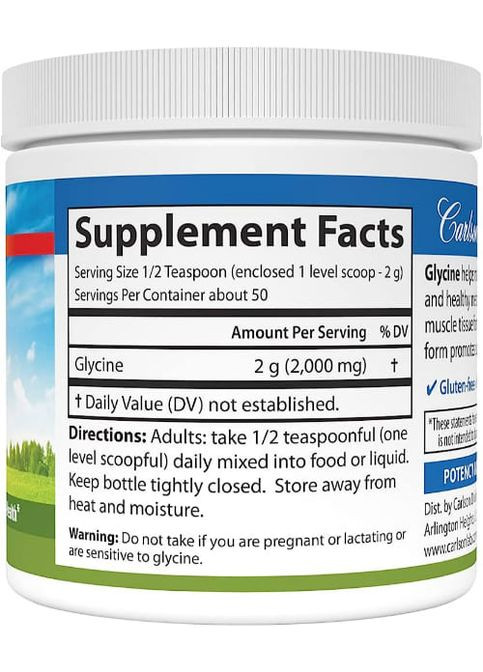 Glycine Powder 100 g /50 servings/ Carlson Labs (260478961)