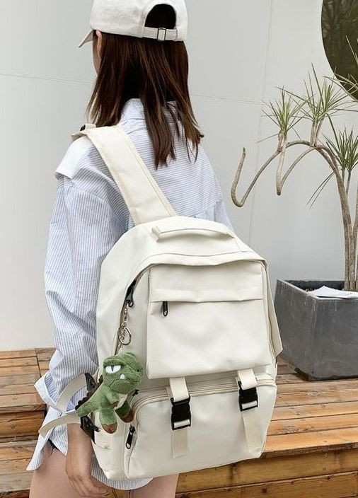 Рюкзак с карманами мужской женский детский школьный портфель бежевий No Brand (276001450)
