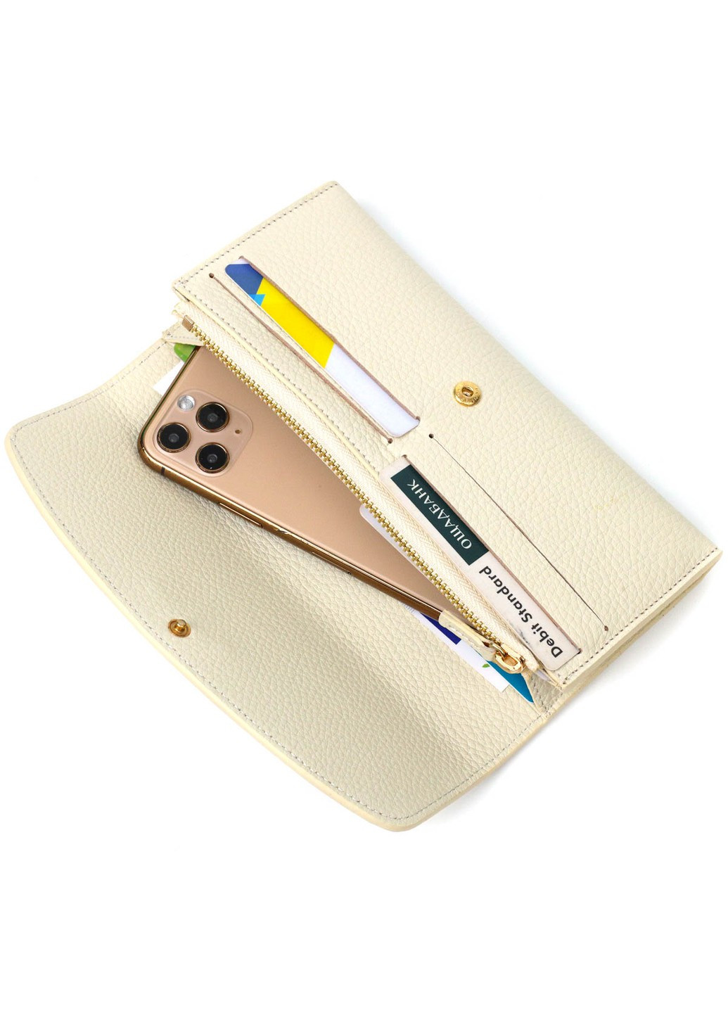 Интересный женский кошелек с монетницей на молнии из натуральной кожи 21965 Молочный Tony Bellucci (262158063)