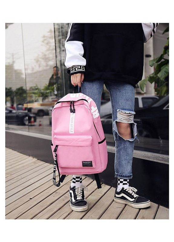 Рюкзак великий BE YOUR STYLE жіночий дитячий шкільний портфель рожевий No Brand (276839872)