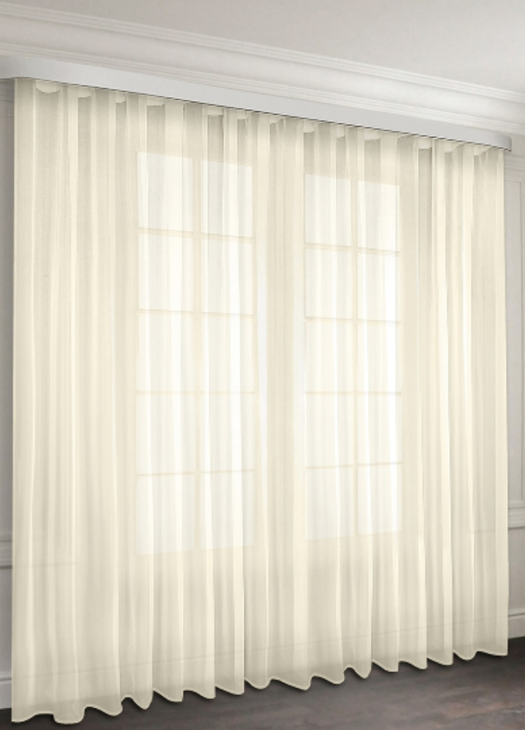 Тюль готовый пошитый молочный однотонный шифон на тесьме, ширина 500 см, высота 230 см No Brand (258656005)