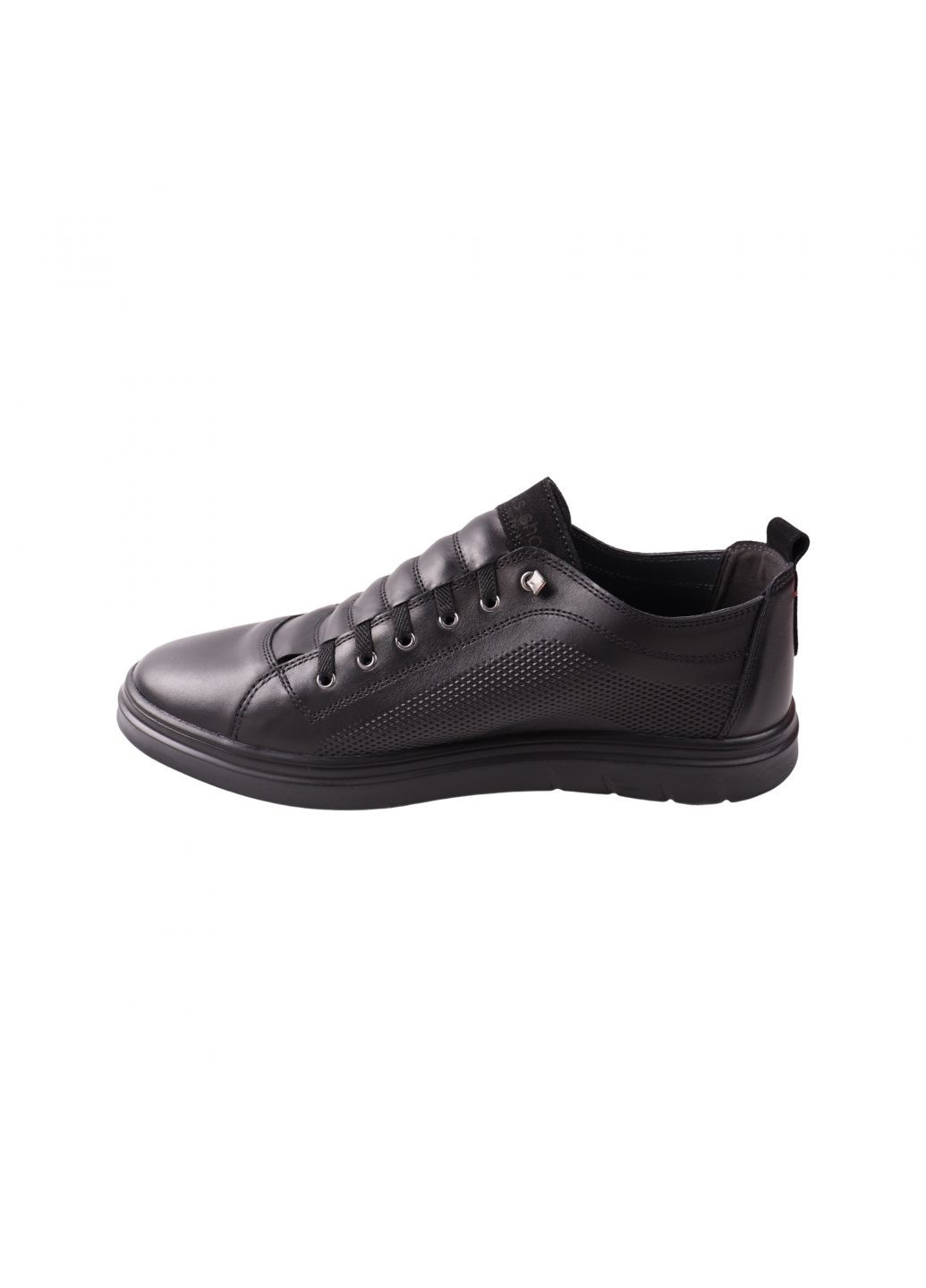 Чорні кеди чоловічі чорні натуральная кожа Maxus Shoes 119-23DTC