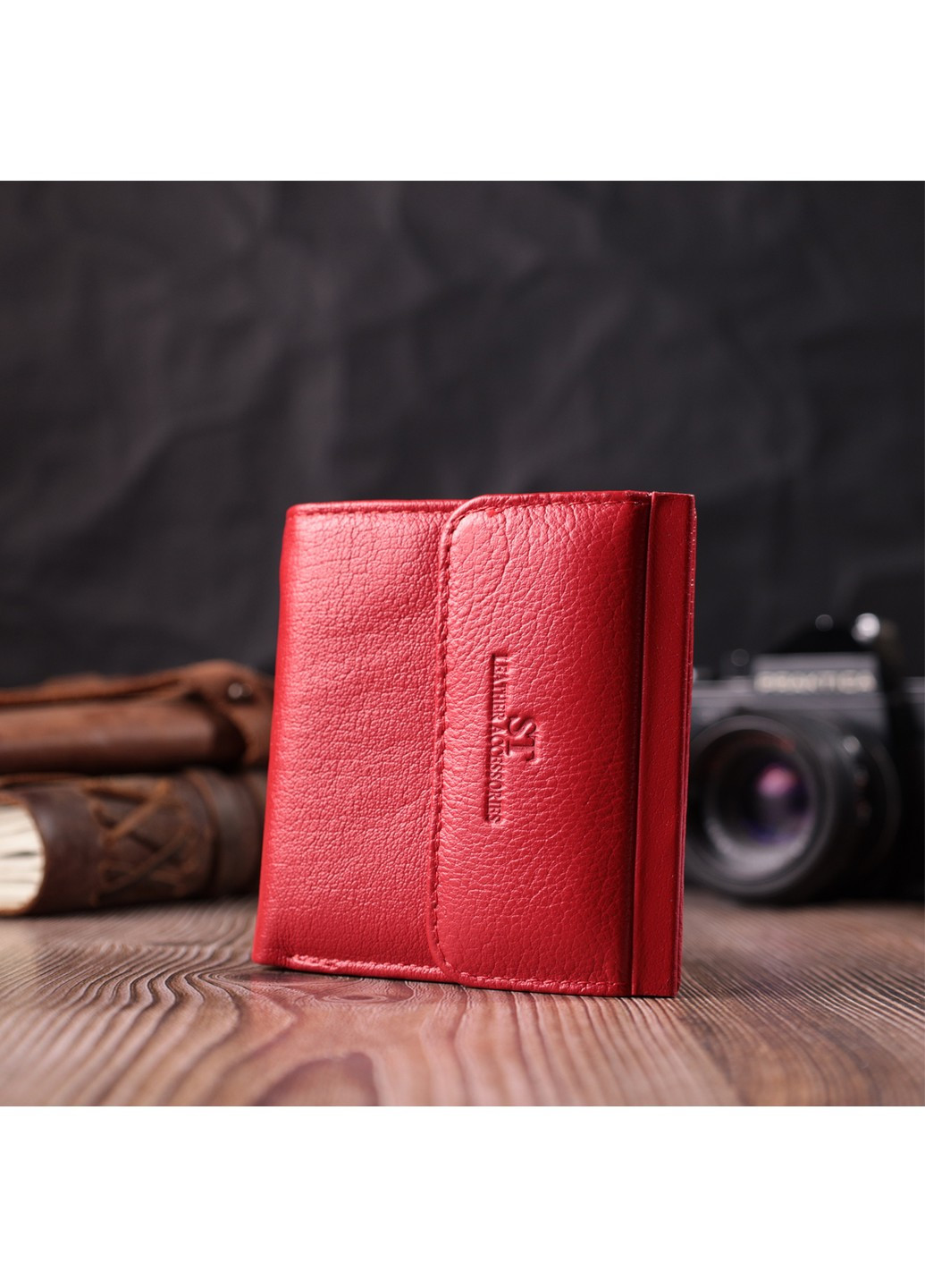 Яскравий невеликий жіночий гаманець з монетницею з натуральної шкіри 22543 Червоний st leather (277980412)