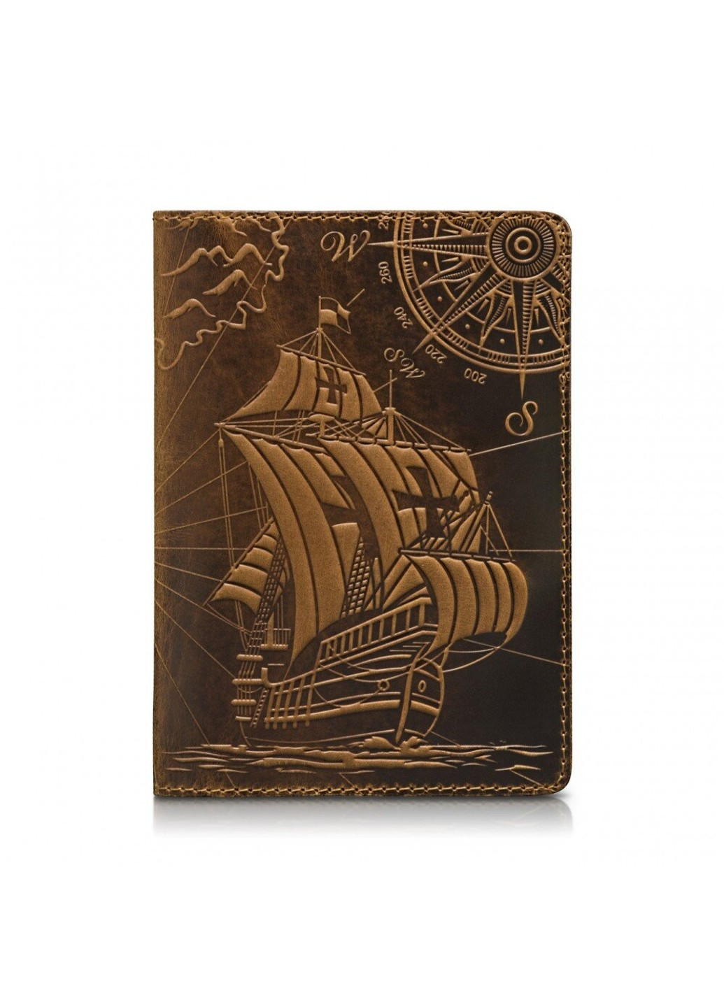 Руда обкладинка для паспорта зі шкіри HiArt PC-02 Discoveries Рудий Hi Art (268371782)