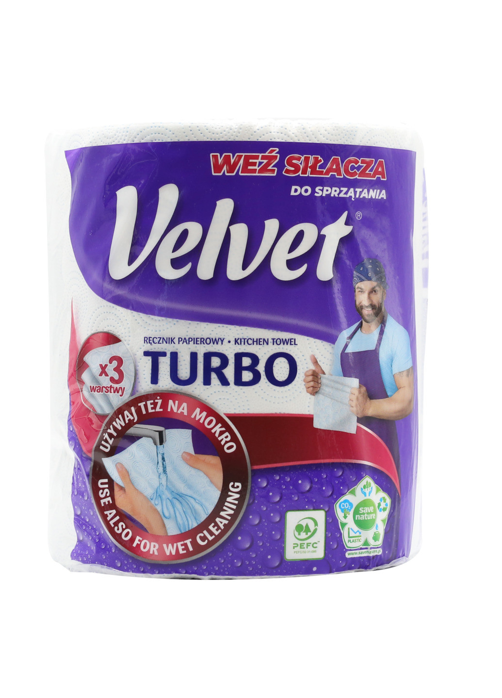 Бумажные полотенца Turbo трехслойные 1 рулон 340 отрывов Velvet (260583247)
