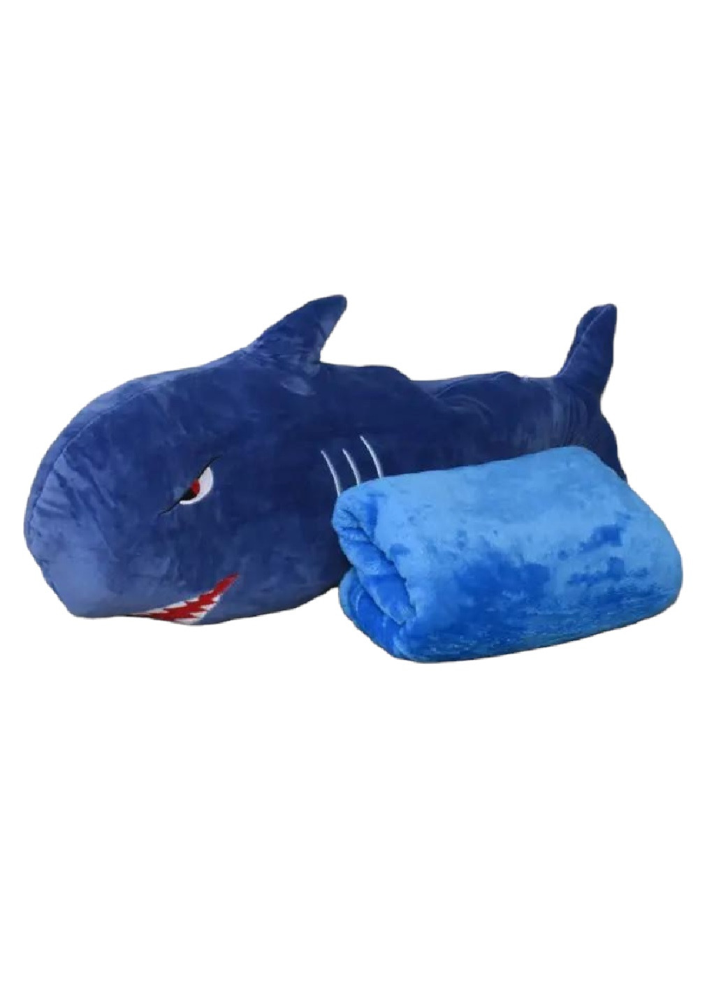 Комплект мягкая игрушка подушка обнимашка антистресс с пледом одеялом покрывалом полиэстер 70х20 см (475907-Prob) Акула синяя Unbranded (275068639)