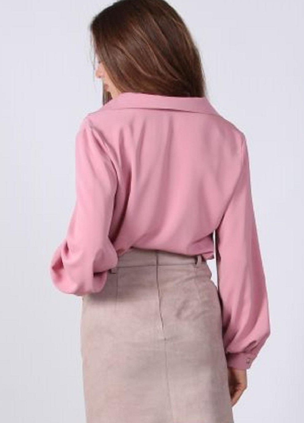 Пудрова демісезонна блузка жіноча 052 однотонний софт пудрова Актуаль