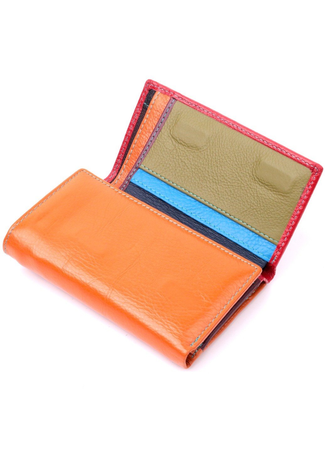 Шкіряний гаманець в три складання для жінок 19442 Різнокольоровий st leather (277980432)