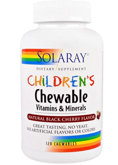 Children's Chewable Vitamins and Minerals 120 Chewables Natural Black Cherry Flavor Solaray (256720777)