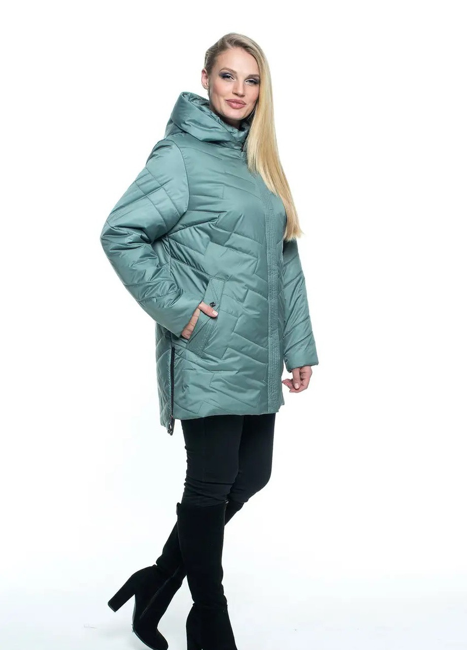 Світло-зелена демісезонна куртка в м'ятному кольорі великих розмірів DIMODA Жіноча куртка від українського виробника