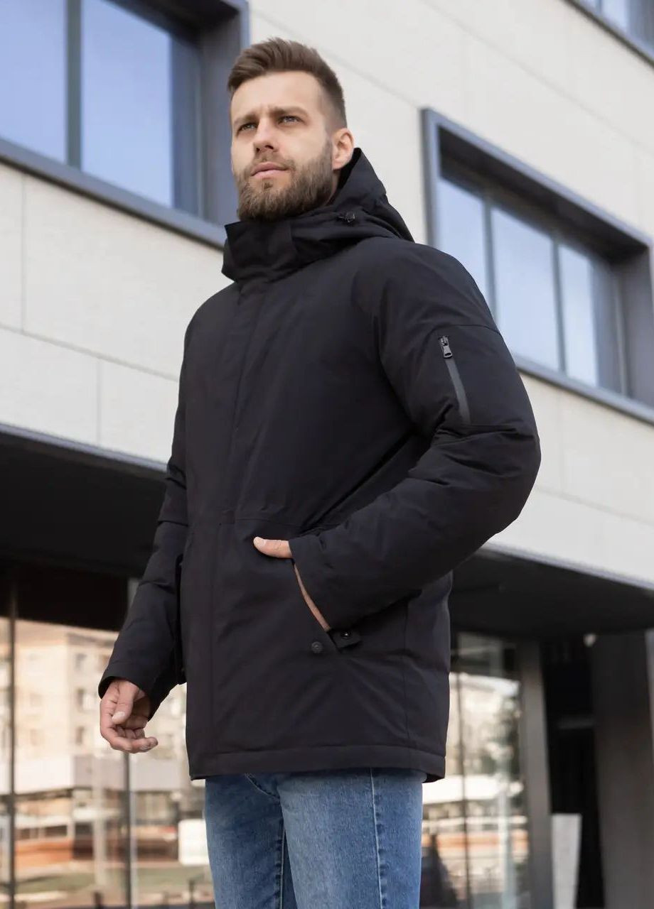 Чорна зимня чоловіча зимова куртка великого розміру SK