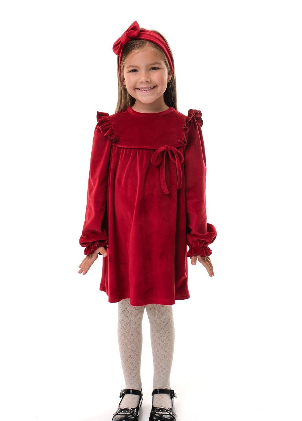 Красное платье для девочки длинный рукав 9238 92 см красный 70097 Suzie (275394679)