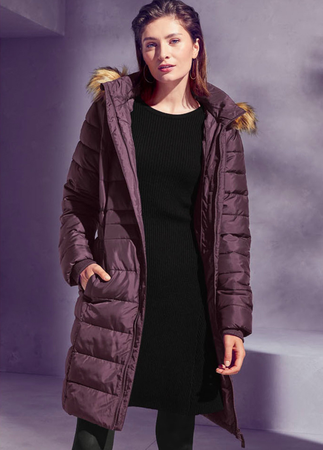 Сливовое Женское стеганое пальто Esmara