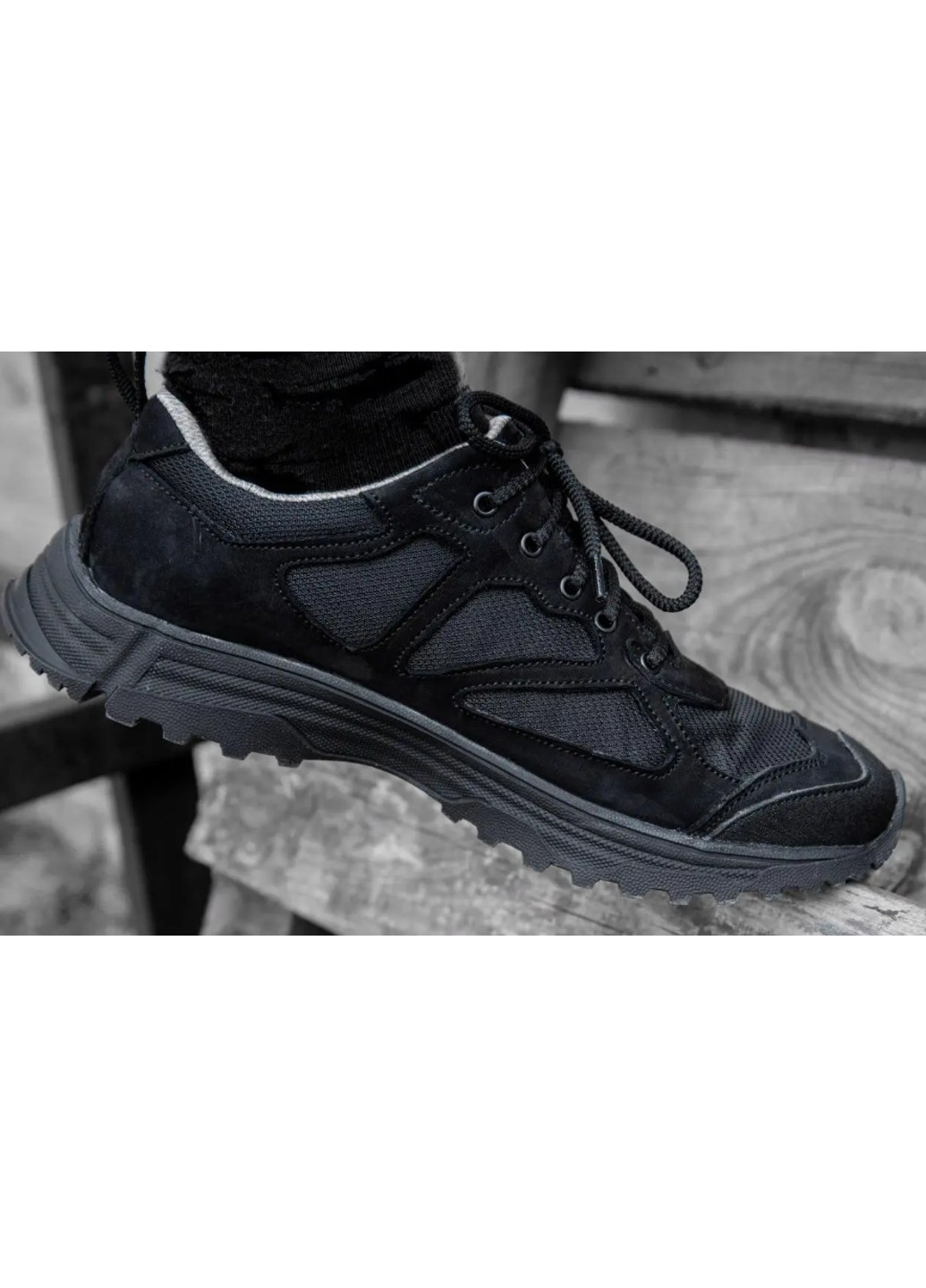 Черные летние кроссовки тактические варяг черная кожа на сетке No Brand