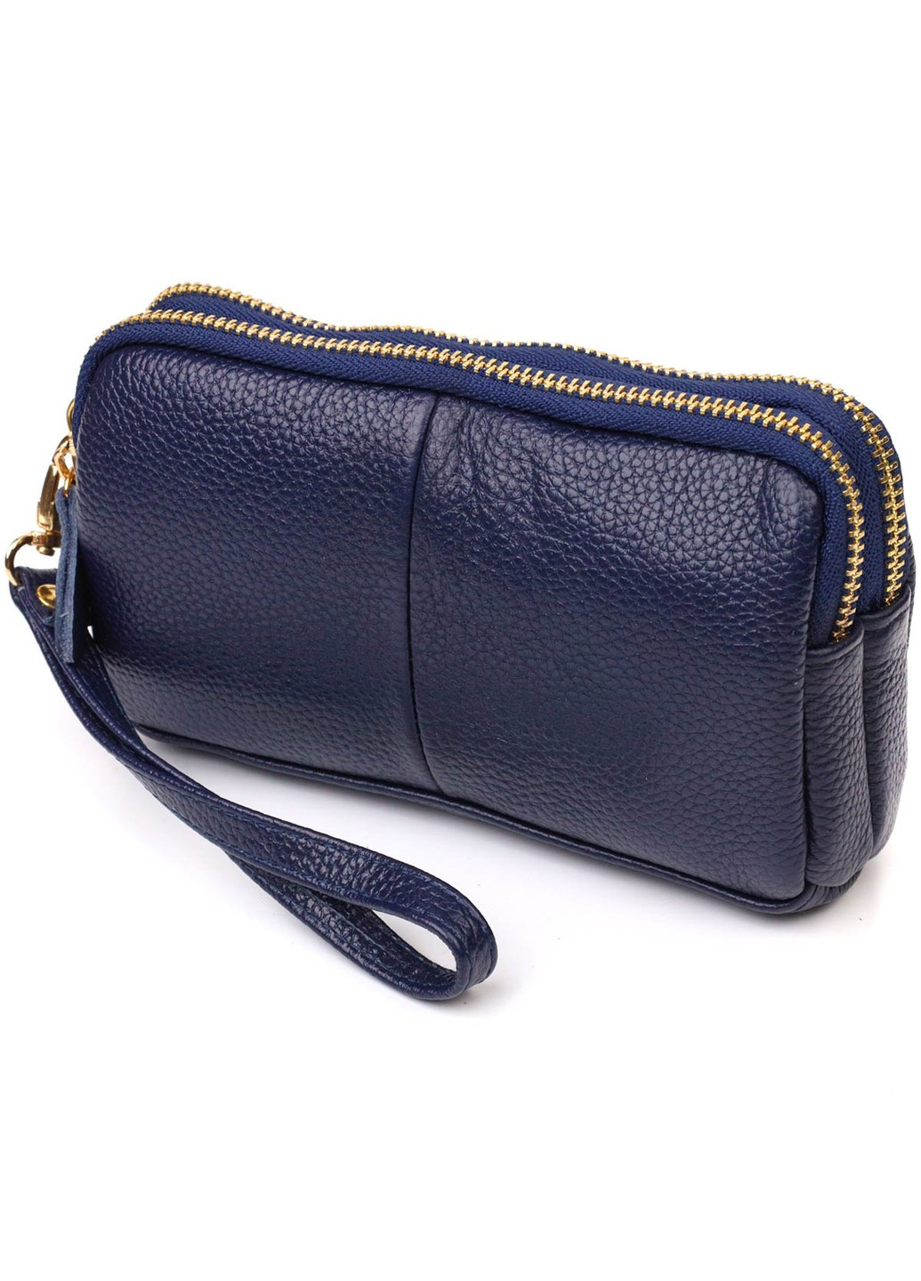 Компактний жіночий клатч на два відділення з натуральної шкіри 22089 Синій Vintage (260359834)