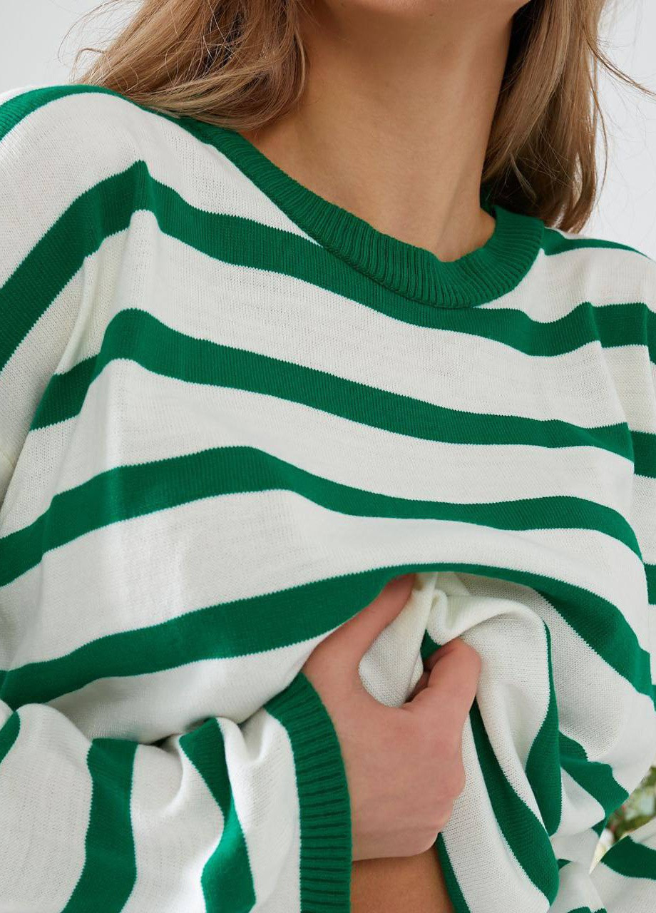 Зеленый демисезонный свитер в полоску джемпер Garna