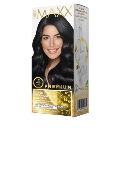 Фарба для волосся 1.0 Чорний, 50 мл+50 мл+10 мл Maxx Deluxe (278648397)